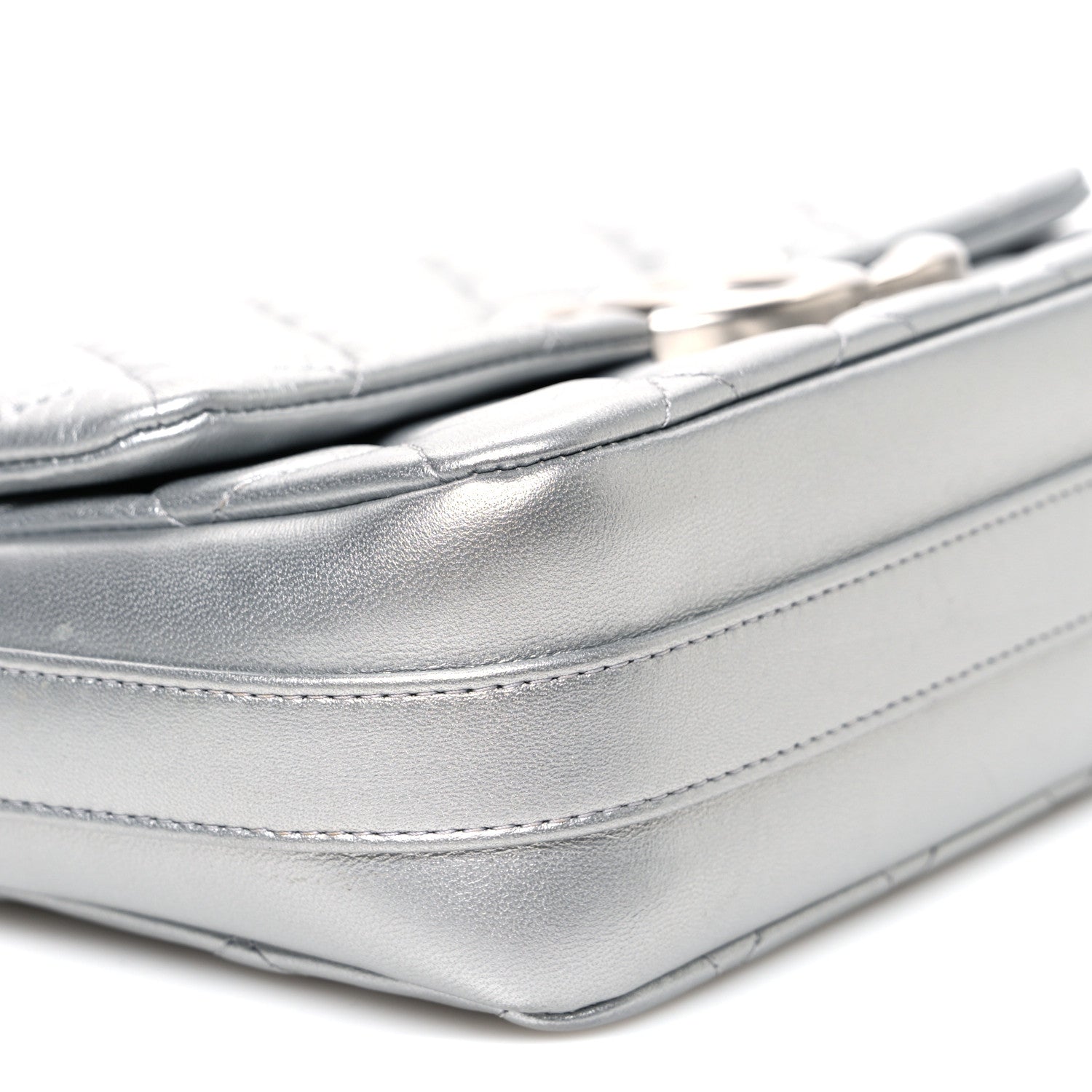 Chanel Metallic Lambskin Quilted Mini Maxi CC Flap Argent 9 of 10