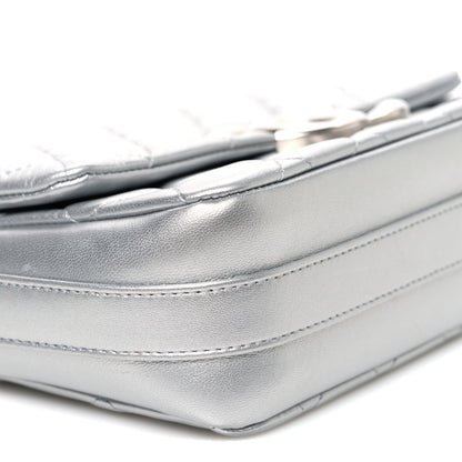 Chanel Metallic Lambskin Quilted Mini Maxi CC Flap Argent 9 of 10