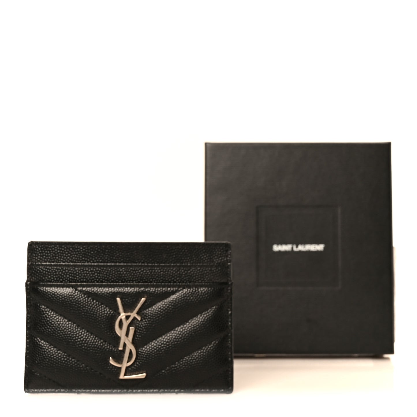 Grain De Poudre Matelasse Chevron Monogram Credit Card Case Black