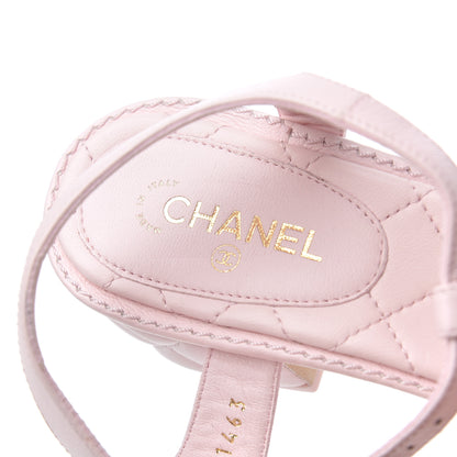 Chanel Lambskin Chain CC Logo Thong Sandals 38.5 Pink 6 of 18