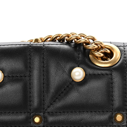 Gucci Calfskin Matelasse Studded Small Pearly GG Marmont Shoulder Bag Black 12 of 13