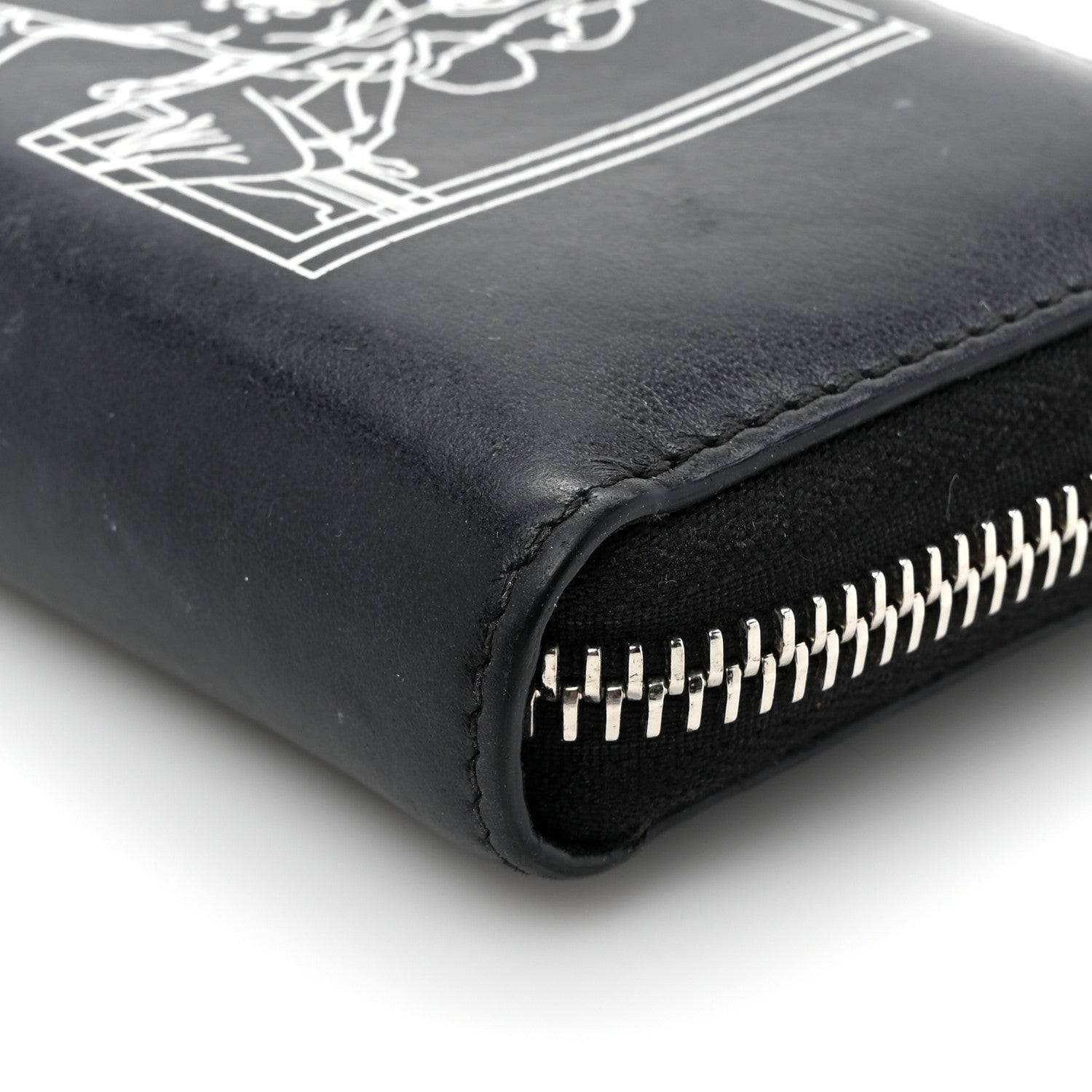 Givenchy Calfskin Iconic Bambi Print Mini Zip Wallet Black White 9 of 10