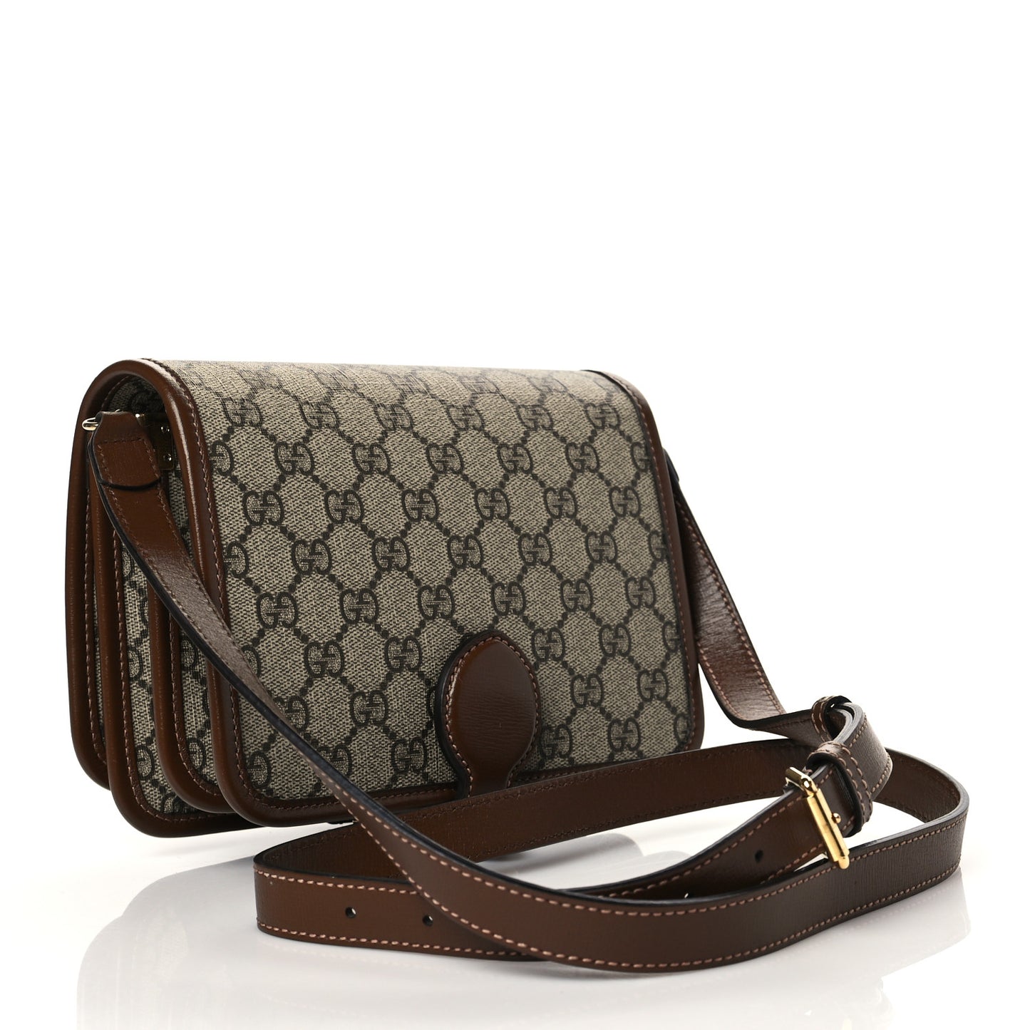 GG Supreme Monogram Azalea Calfskin Mini Retro Interlocking G Flap Shoulder Bag Beige Ebony Brown Sugar