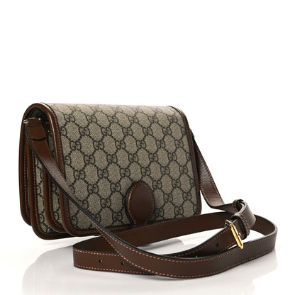 Gucci GG Supreme Monogram Azalea Calfskin Mini Retro Interlocking G Flap Shoulder Bag Beige Ebony Brown Sugar 3 of 11