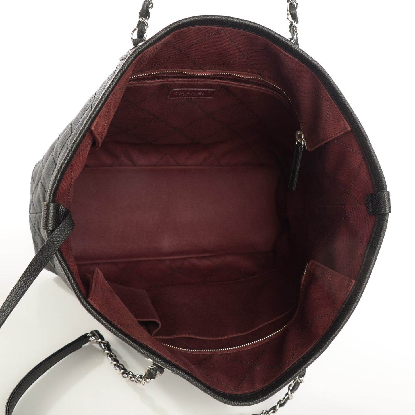 Grained Calfskin Shopping Small Daily Tote Black