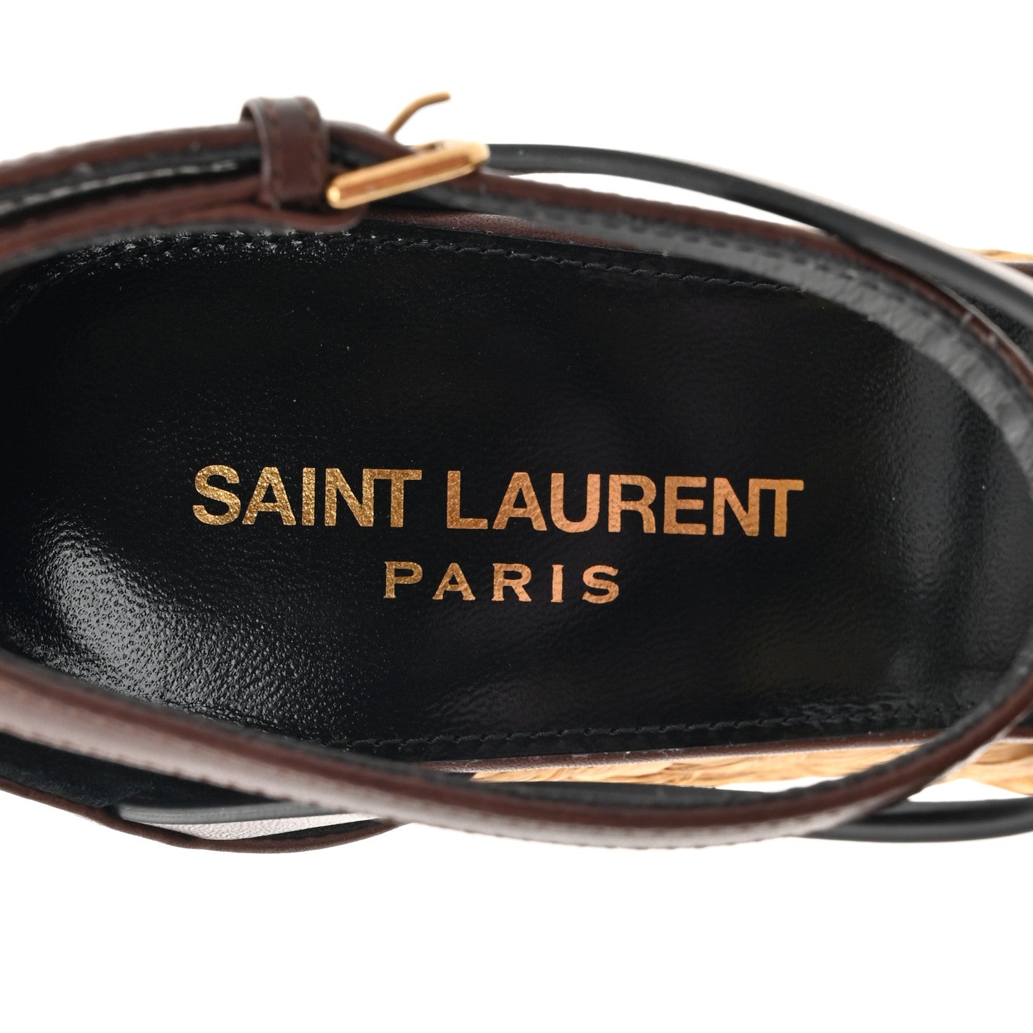 Saint Laurent Calfskin Cassandra 105 Espadrille Wedges 37 Chocolate 7 of 9