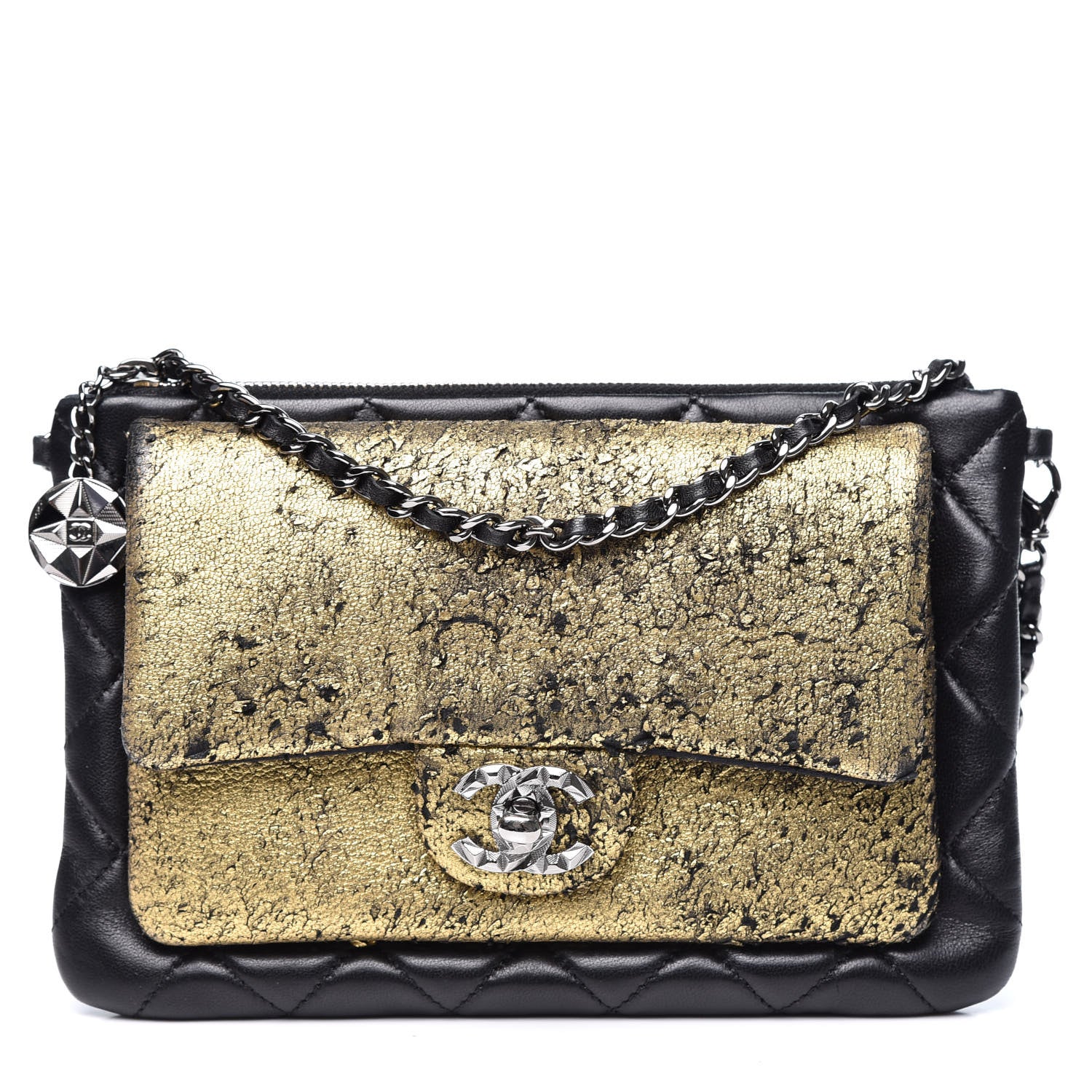 Chanel Lambskin Mineral Nights Wristlet Gold Black 1 of 11