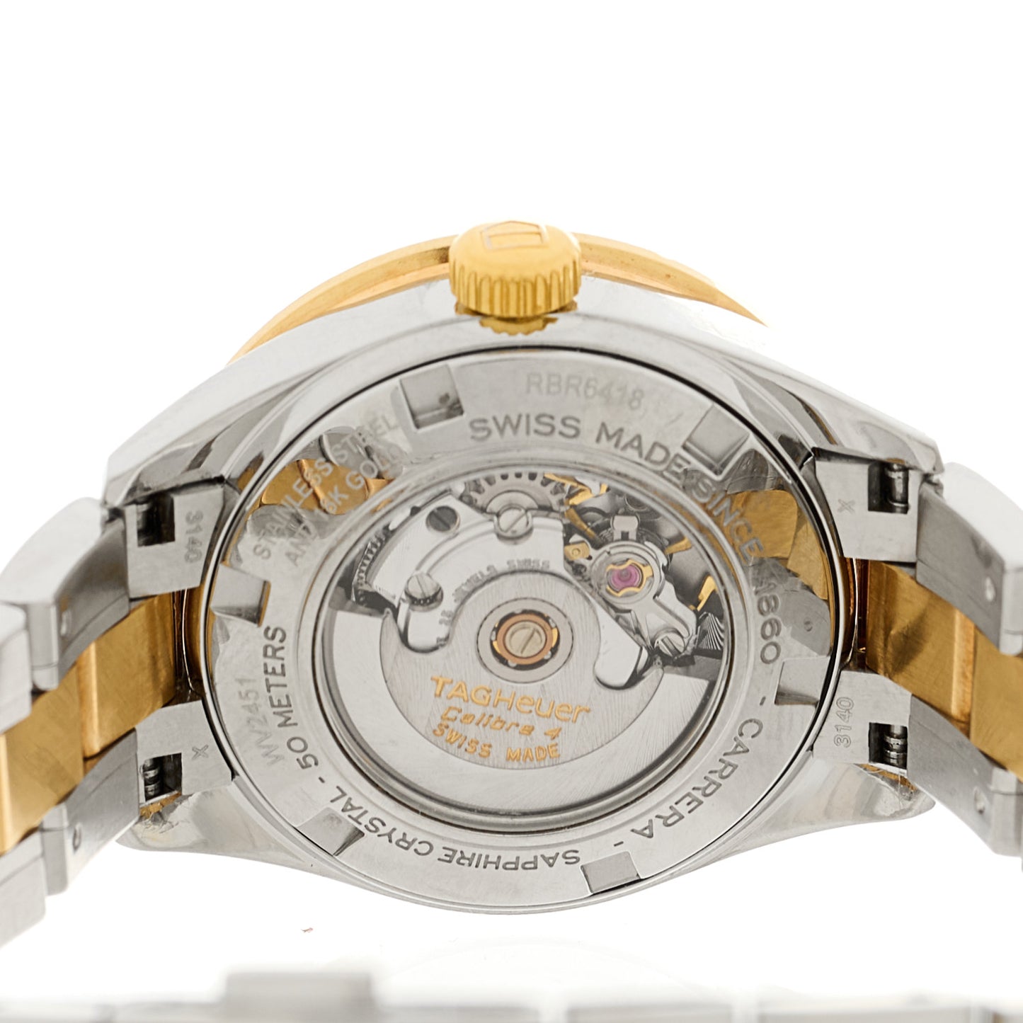 Stainless Steel 18K Yellow Gold Diamond Bezel Mother of Pearl 27mm Carrera Automatic Watch WV2451