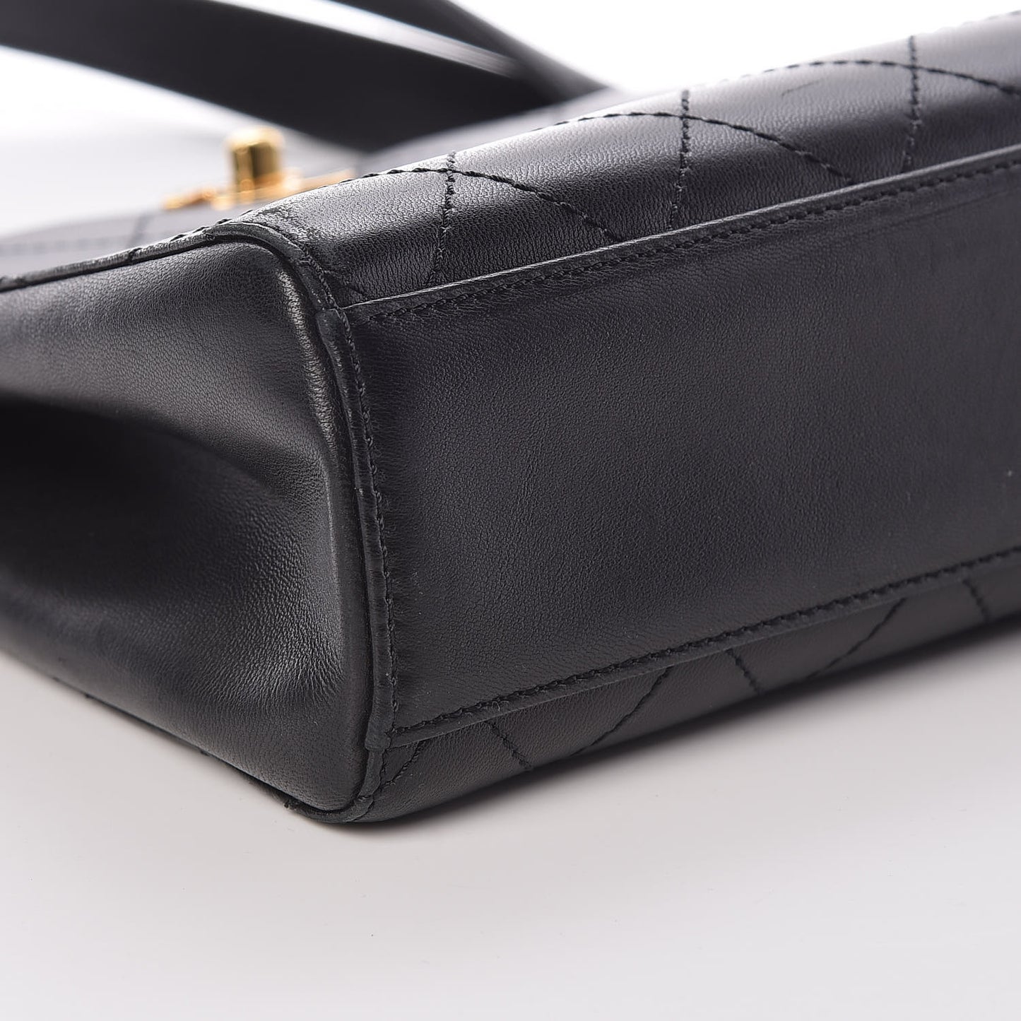 Lambskin Stitched Shoulder Bag Black