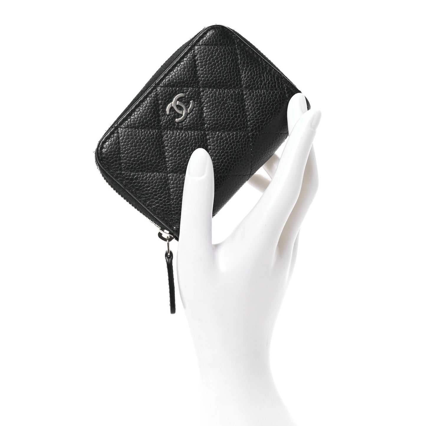 Caviar Quilted Classic Zipped Coin Purse Black