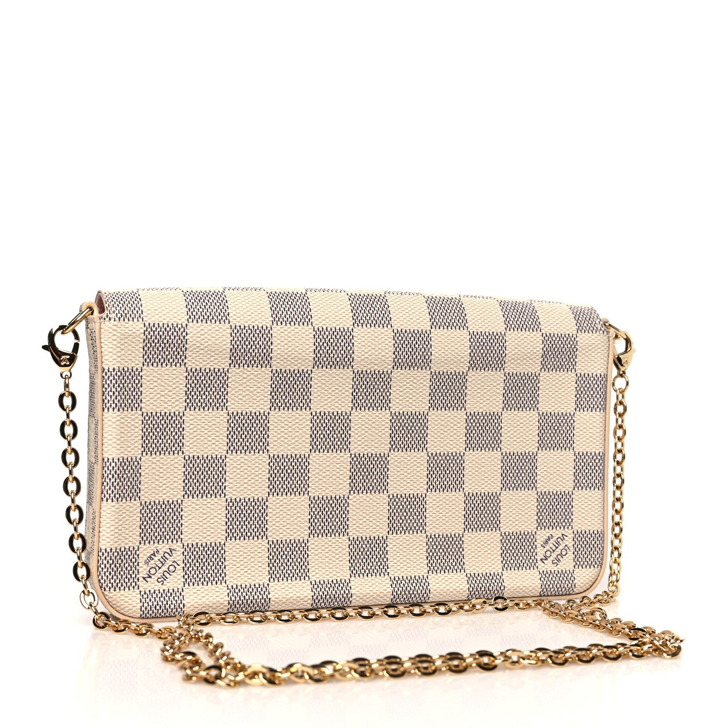 Louis Vuitton Damier Azur Pochette Felicie Chain Wallet Rose Ballerine 4 of 10