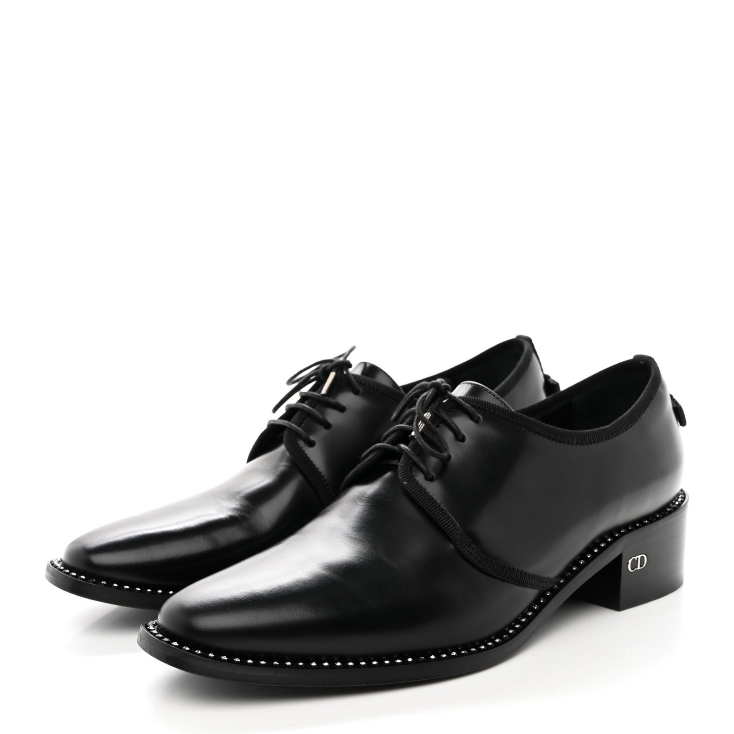Glazed Calfskin Tomboy Lace Up 38 Black