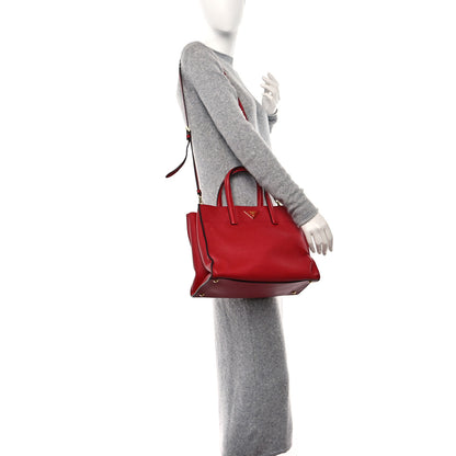 Prada Saffiano Soft Triple Pocket Tote Rosso 2 of 17