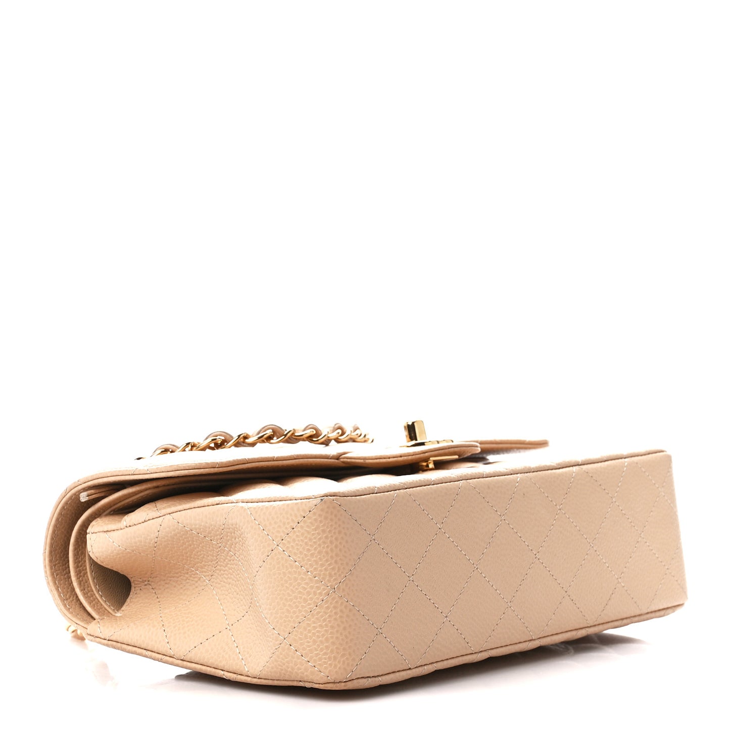 Caviar Quilted Small Double Flap Beige