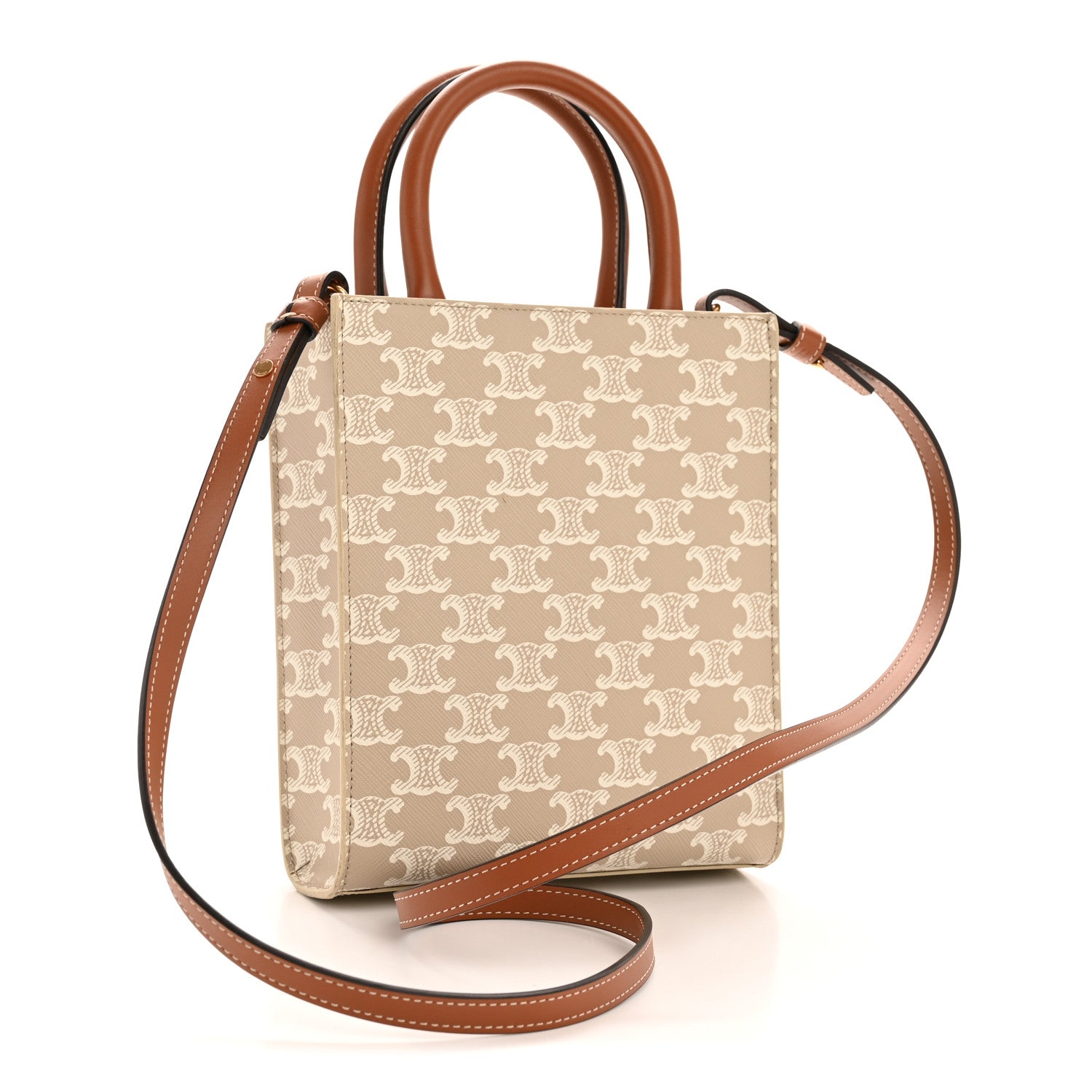 Celine Triomphe Canvas Calfskin Mini Vertical Cabas Grege 3 of 12