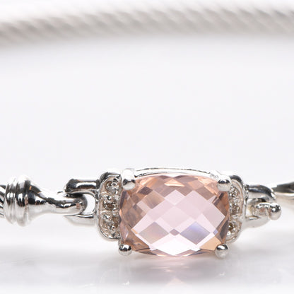 David Yurman Sterling Silver Diamond Morganite 3mm Petite Wheaton Bracelet 4 of 6
