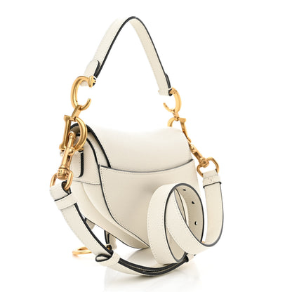 Christian Dior Grained Calfskin Mini Saddle Bag With Strap White 3 of 9