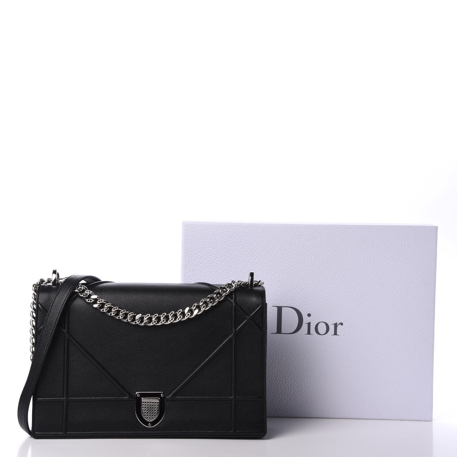 Christian Dior Grained Calfskin Large Diorama Flap Bag Black 11 of 11
