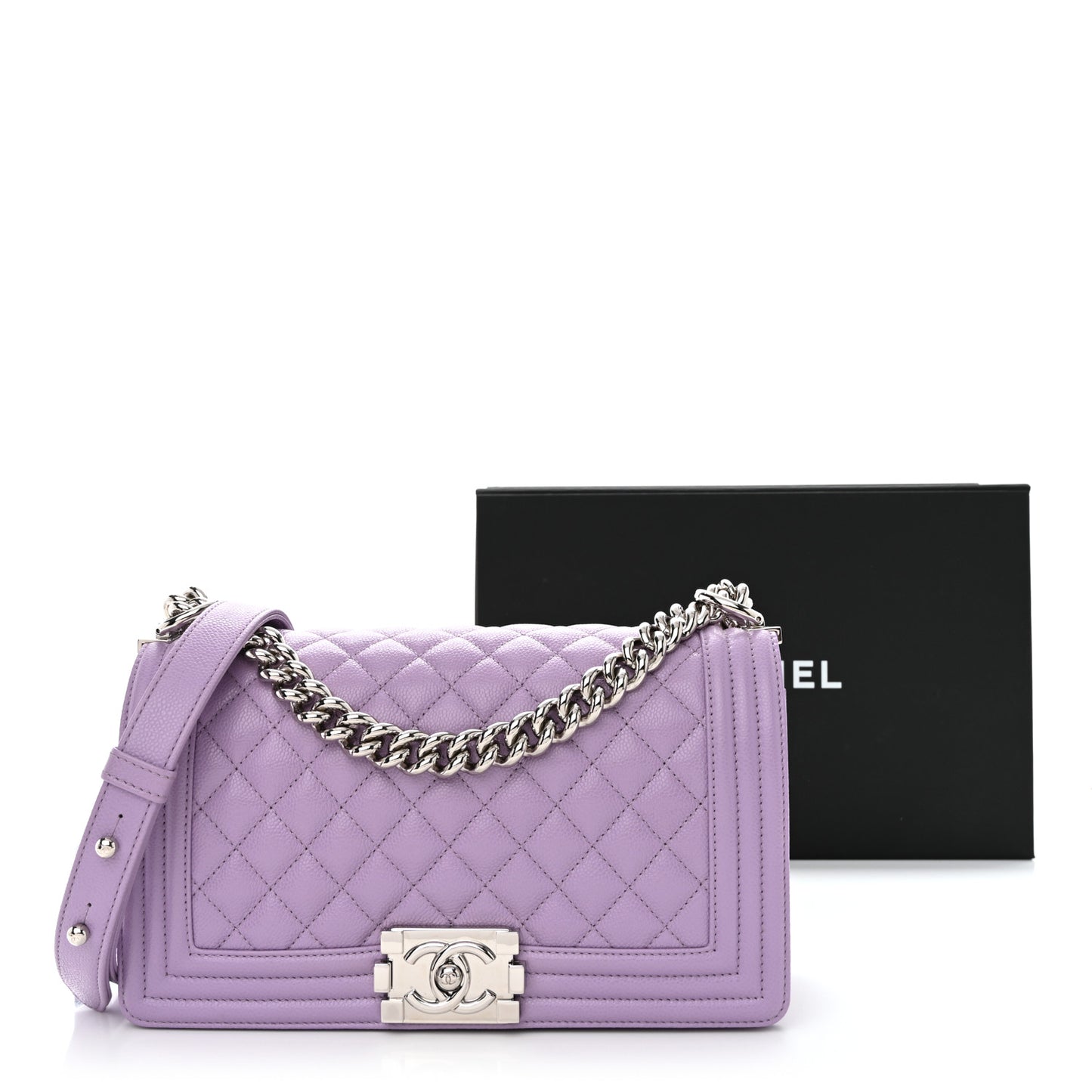 Caviar Quilted Medium Boy Flap Light Purple