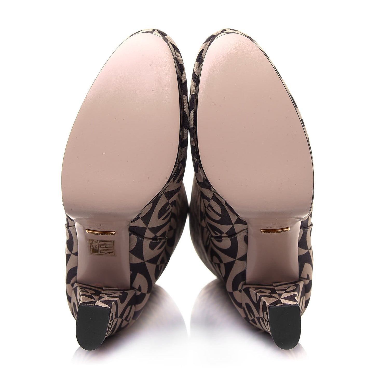 Fabric G Rhombus Print Platform Boots 39 Beige Cocoa