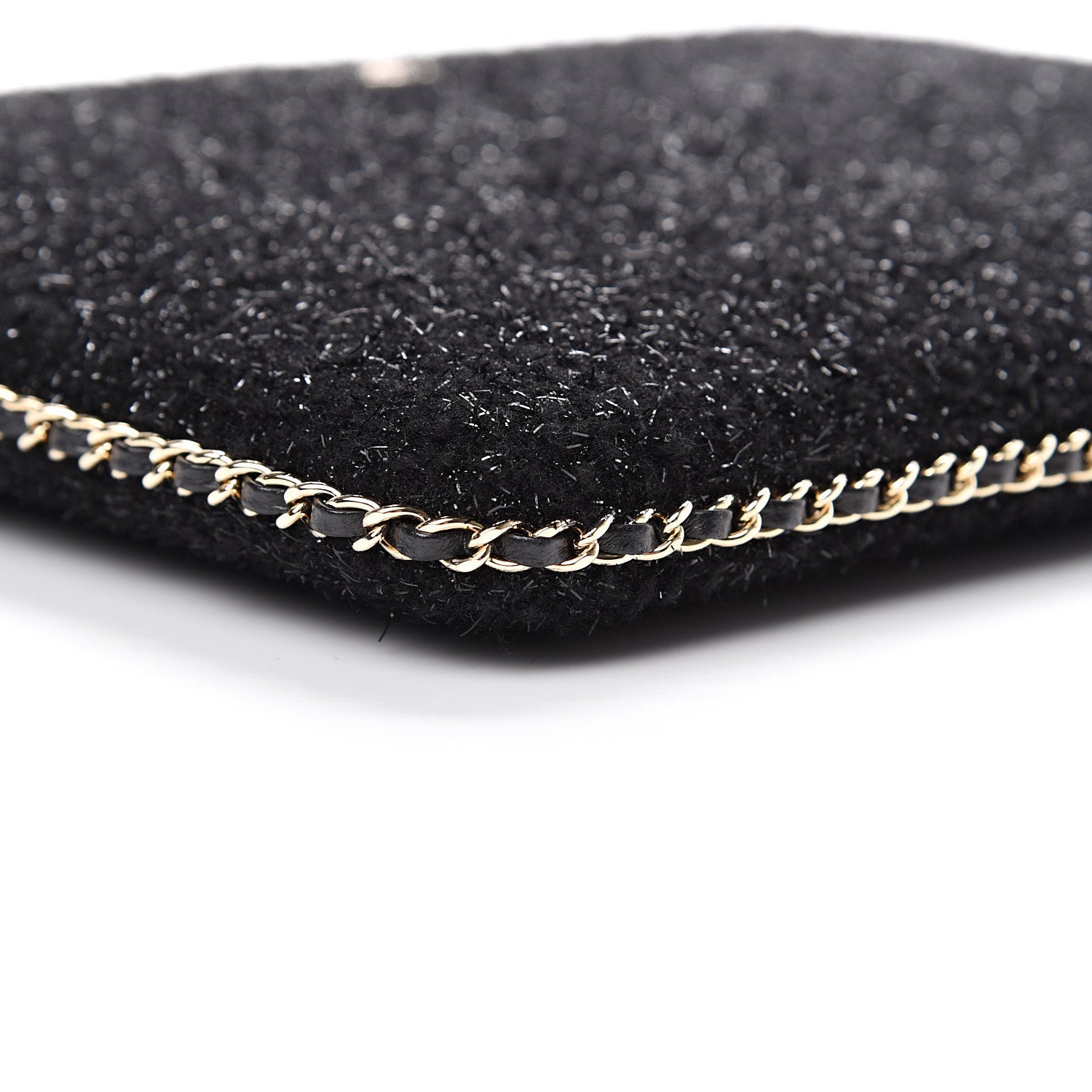 Chanel Tweed Chain Around Tablet Holder Crossbody Black 8 of 10