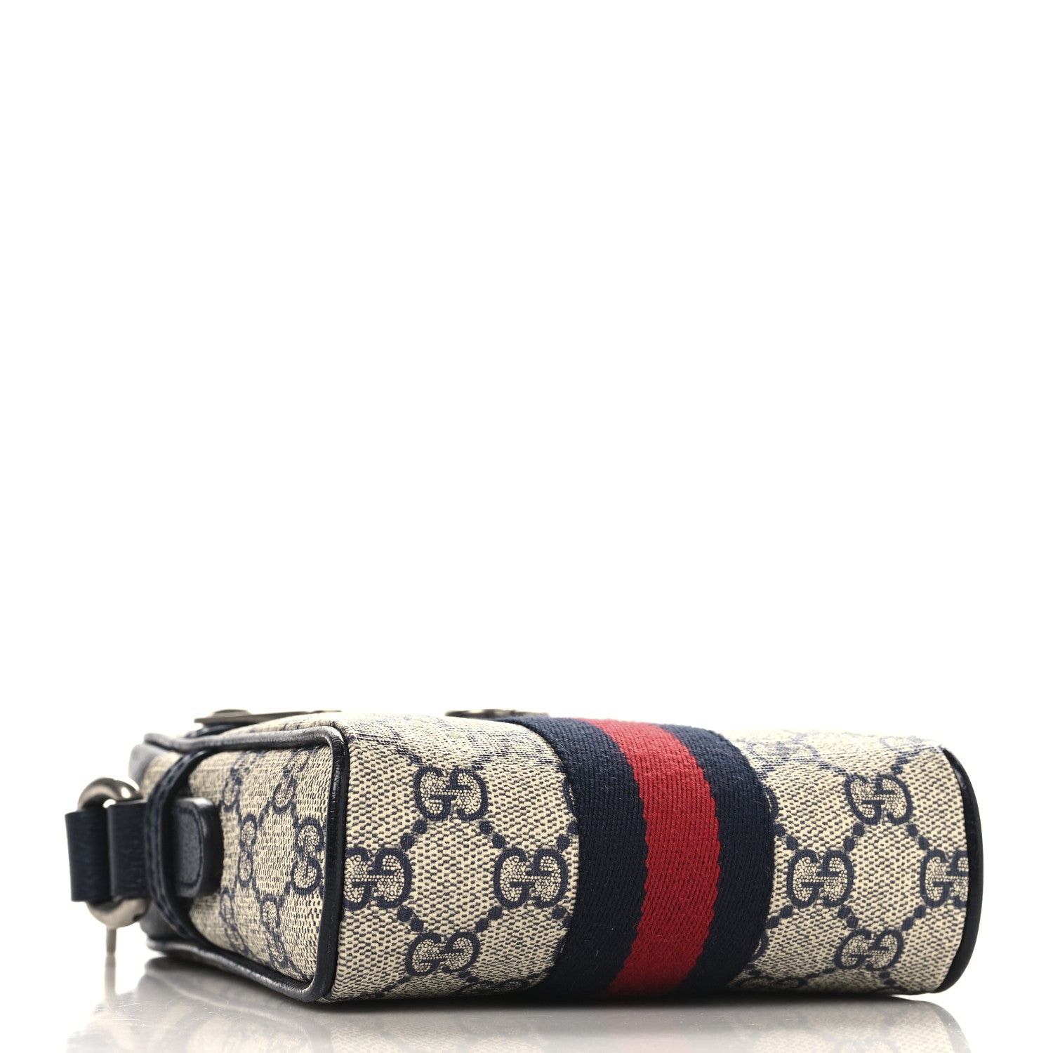 Gucci GG Supreme Monogram Textured Calfskin Web Mini Ophidia Messenger Beige Blue 4 of 10