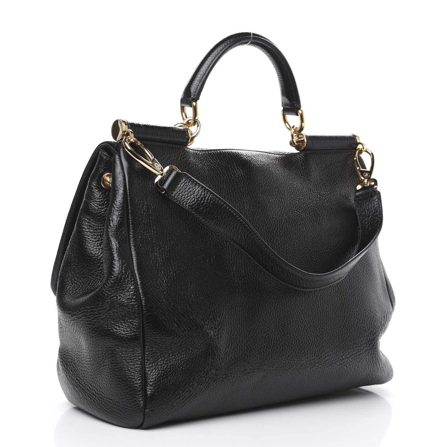 Dolce & Gabbana Grained Deerskin Large Miss Sicily Satchel Black 4 of 9
