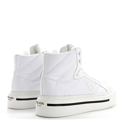 Prada Re-Nylon Gabardine Spazzolato Macro Quilted Triangle Logo Mens High Top 45mm Sneakers 8.5 White 5 of 10