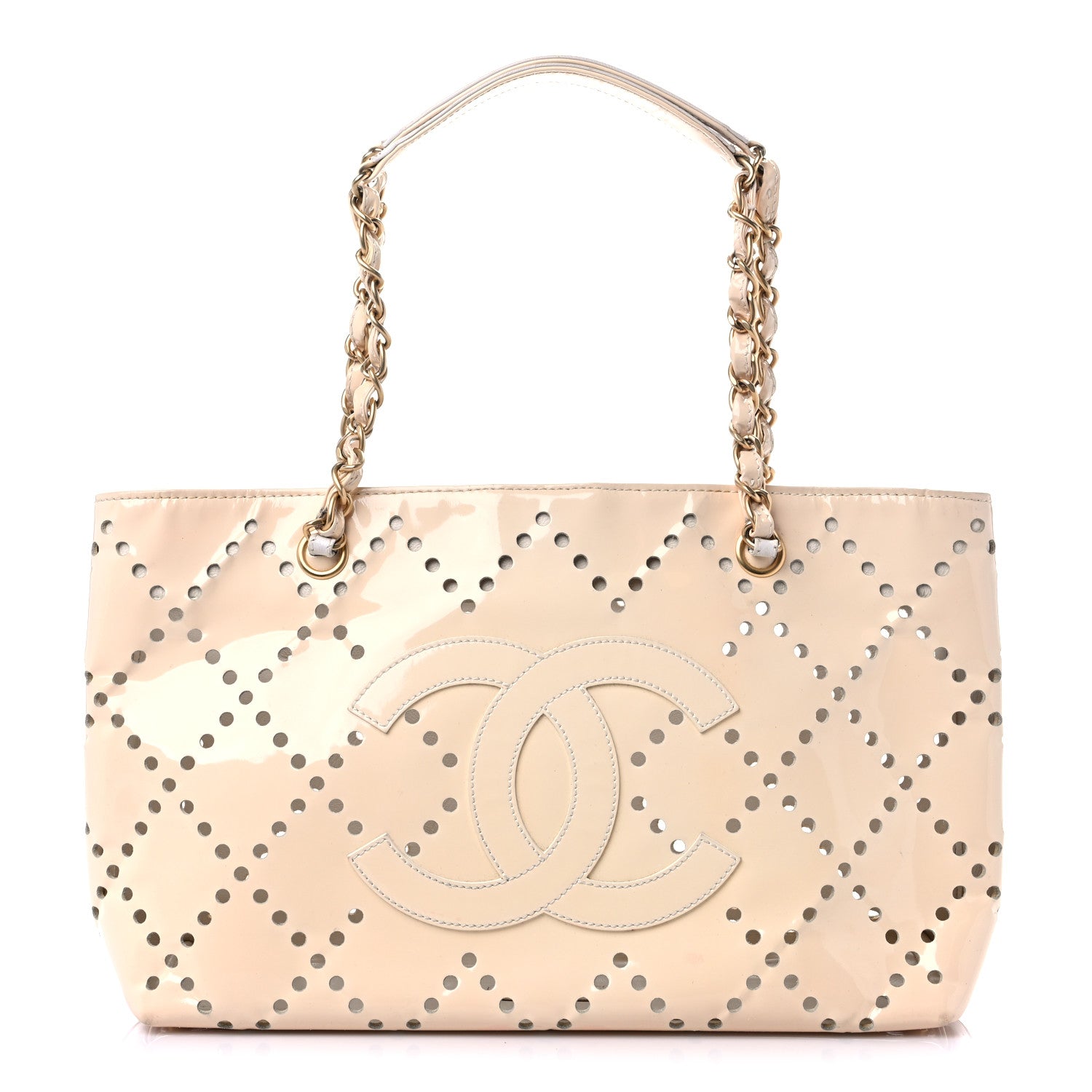 Chanel Patent Perforated CC Tote White 1 of 20
