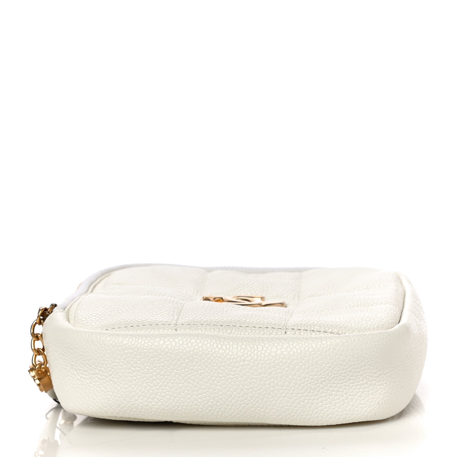 Chanel Caviar Quilted Diamond Clutch With Chain White 3 of 10