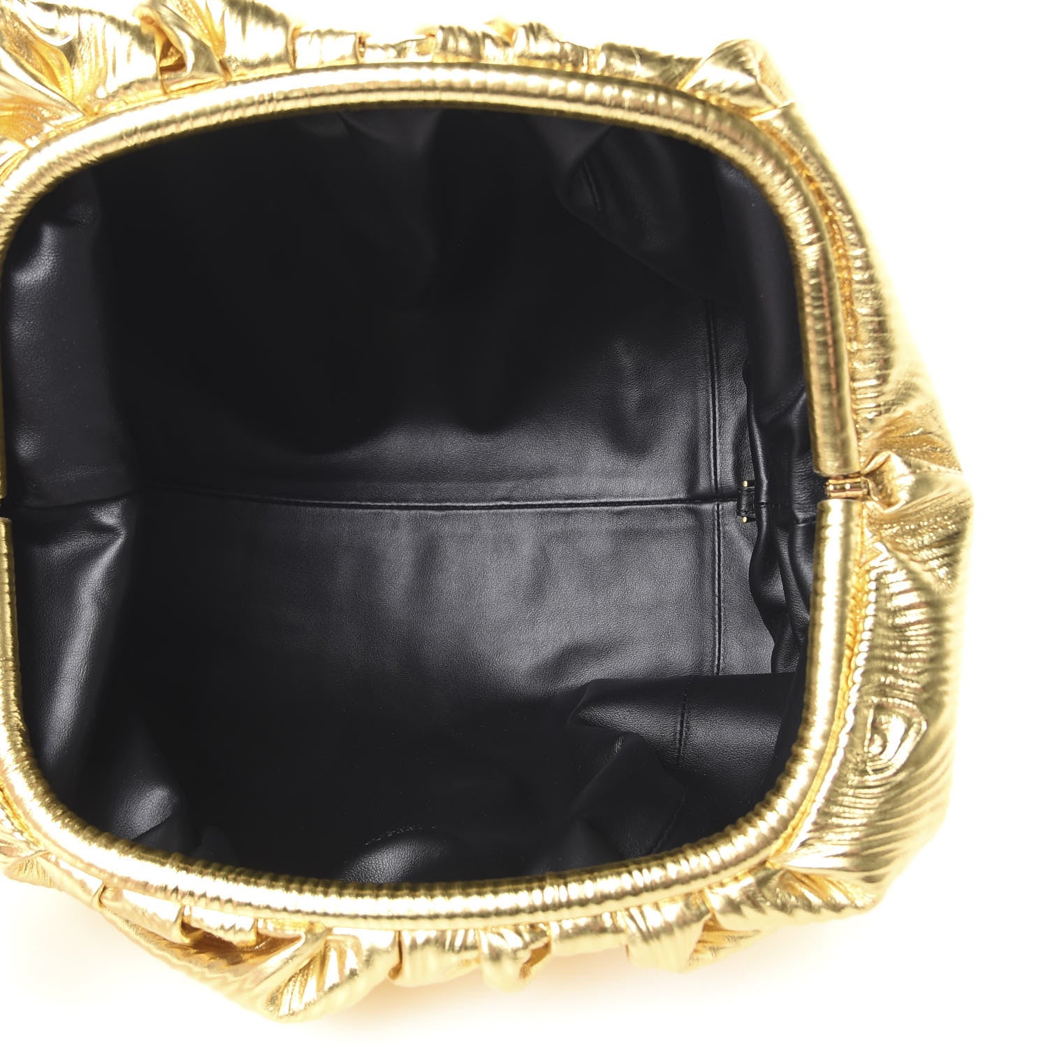 Bottega Veneta Metallic Bark Calfskin Embossed The Pouch Oversized Clutch Oro 4 of 9