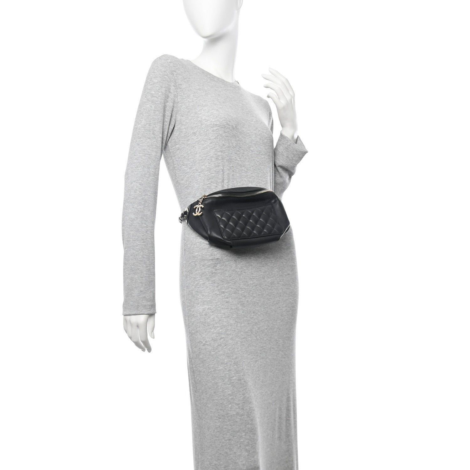 Chanel Lambskin Quilted Waist Bag Fanny Pack Black 2 of 10