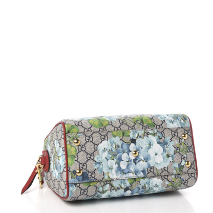 Gucci GG Supreme Monogram Blooms Small Boston Beige Blue Navy Hibiscus Red 5 of 11