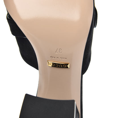 Gucci Kid Scamosciato GG Marmont Fringe 75mm Slide Sandals 37 Black 7 of 8