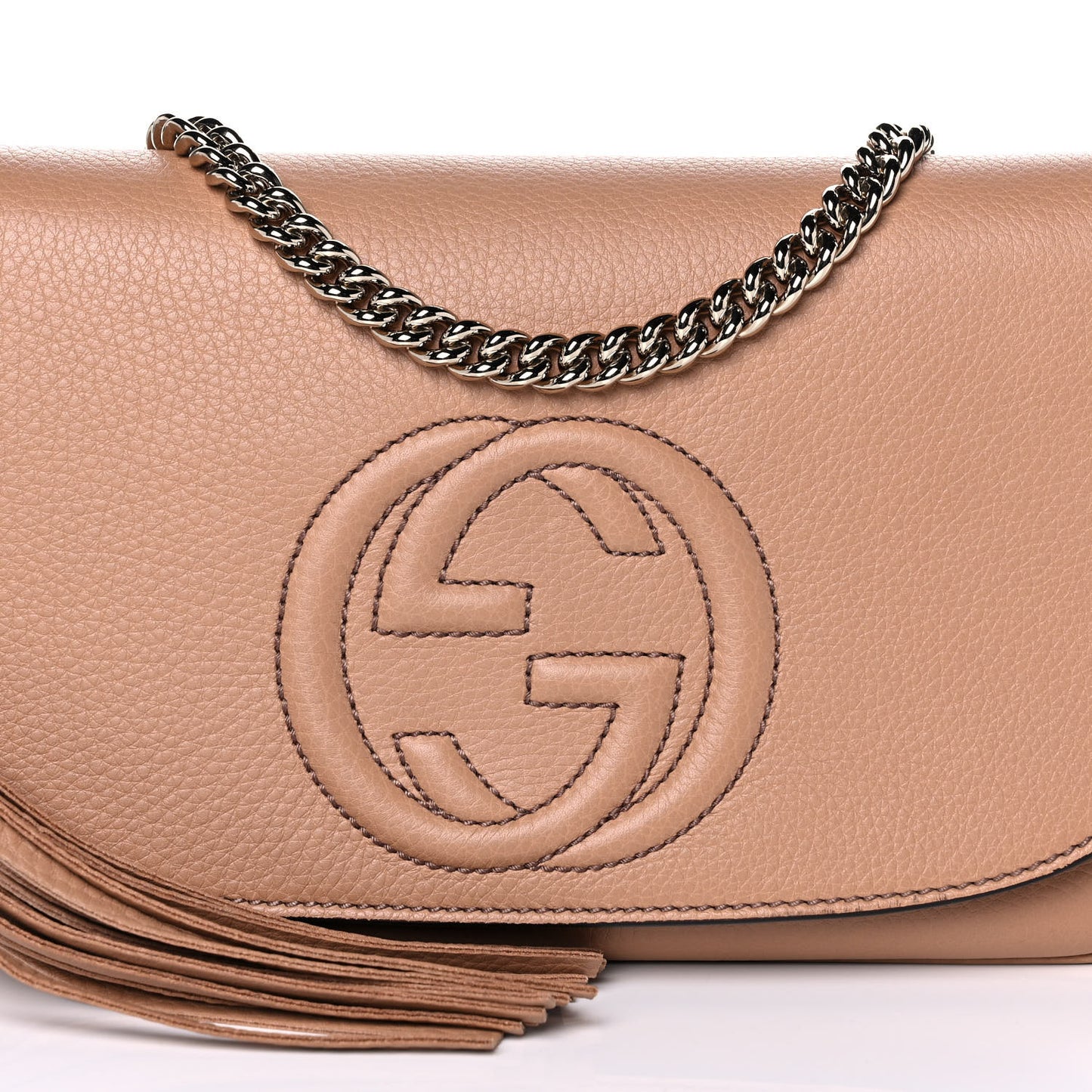Pebbled Calfskin Medium Soho Flap Crossbody Camelia