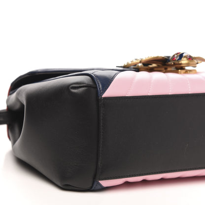 Gucci Calfskin Bamboo Trapuntata Queen Margaret Top Handle Bag Blue Agata Hibiscus Red Mystic White Sugar Pink 9 of 11