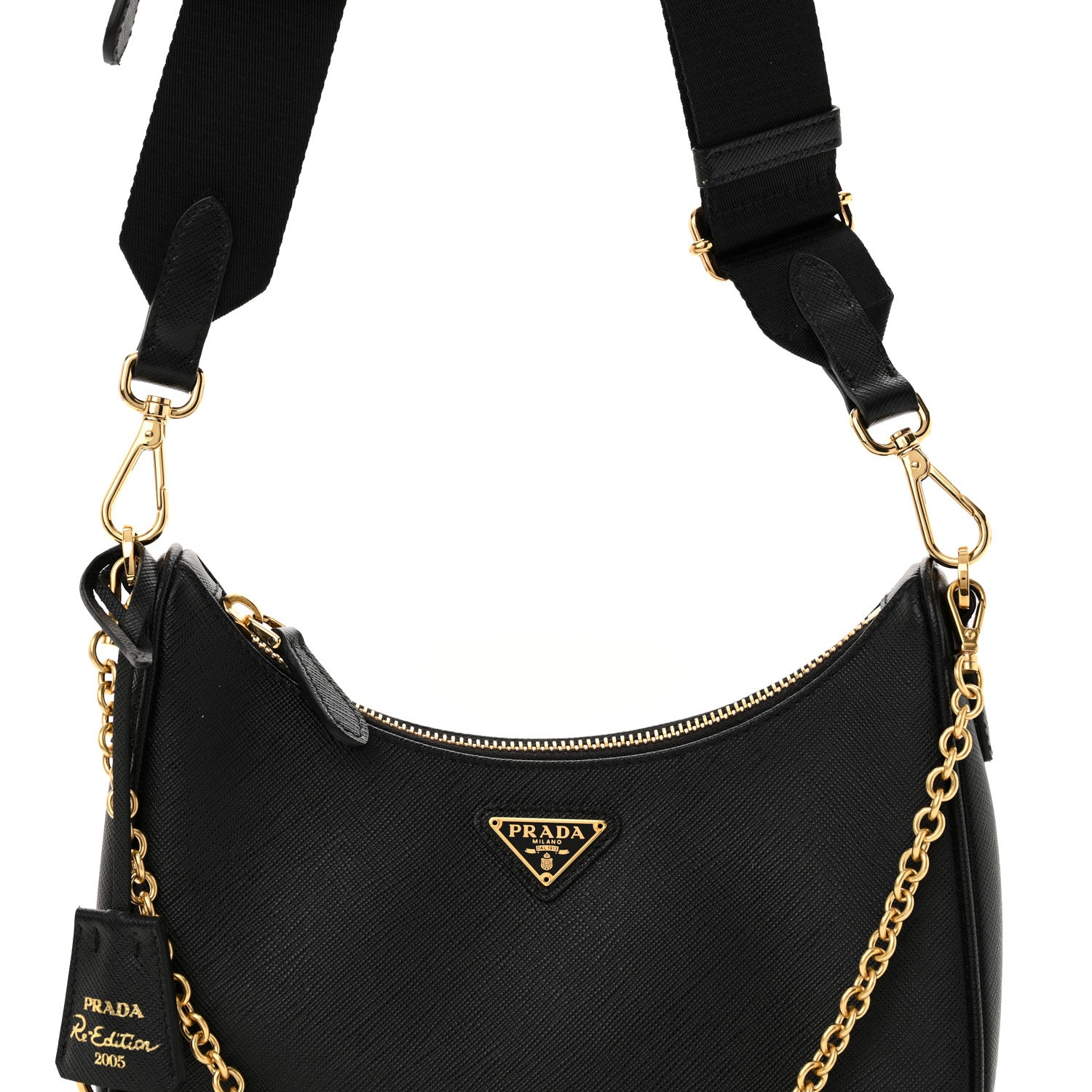 Prada Saffiano Lux Re-Edition 2005 Shoulder Bag Black 8 of 13