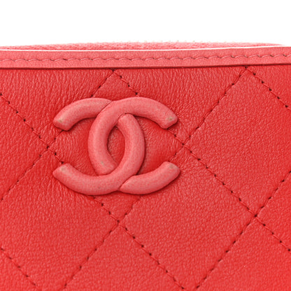 Chanel Calfskin Quilted Bi-Color Zip Coin Purse Red Pink 9 of 9