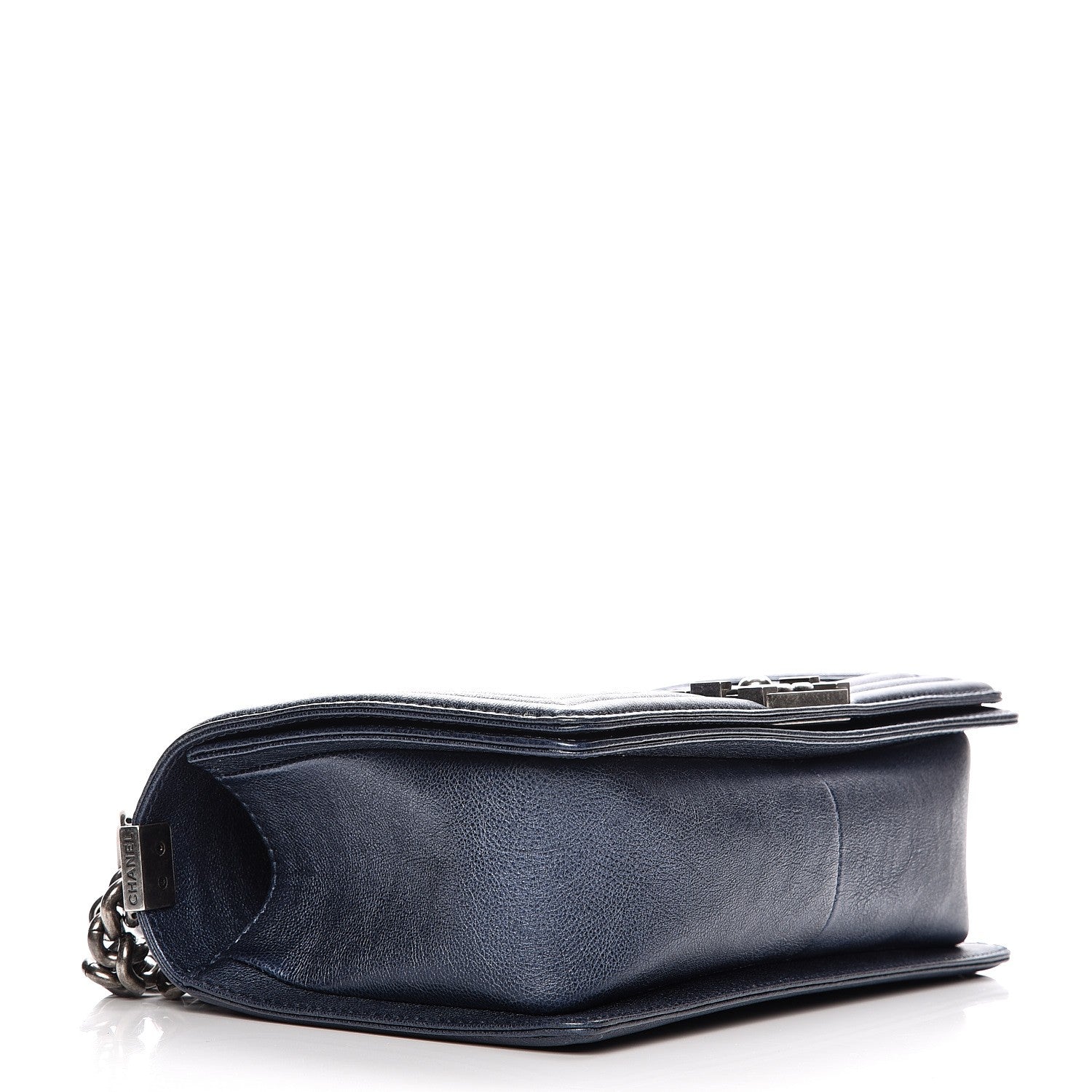 Chanel Metallic Calfskin Quilted Medium Boy Flap Navy 4 of 8