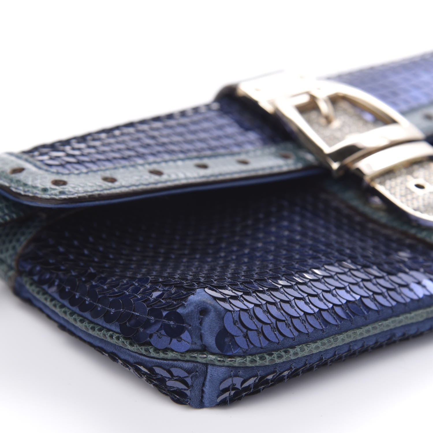 Gucci Sequin Lizard Crystal Wristlet Clutch Bag Blue 8 of 11
