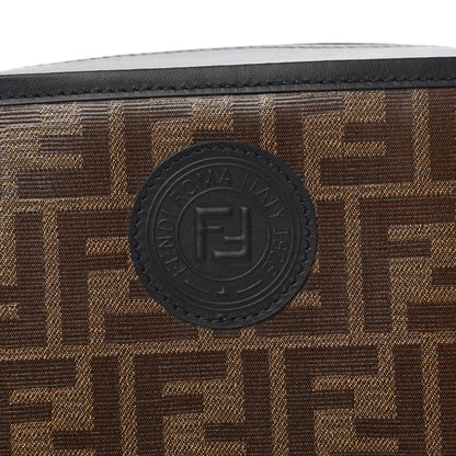 Fendi Glazed Fabric Vitello Century FF 1974 Stamp Patch Camera Case Mogano Panna Black 8 of 11