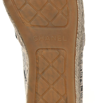 Chanel Cotton Jacquard Grosgrain CC Print Espadrilles 37 Grey Black 6 of 9