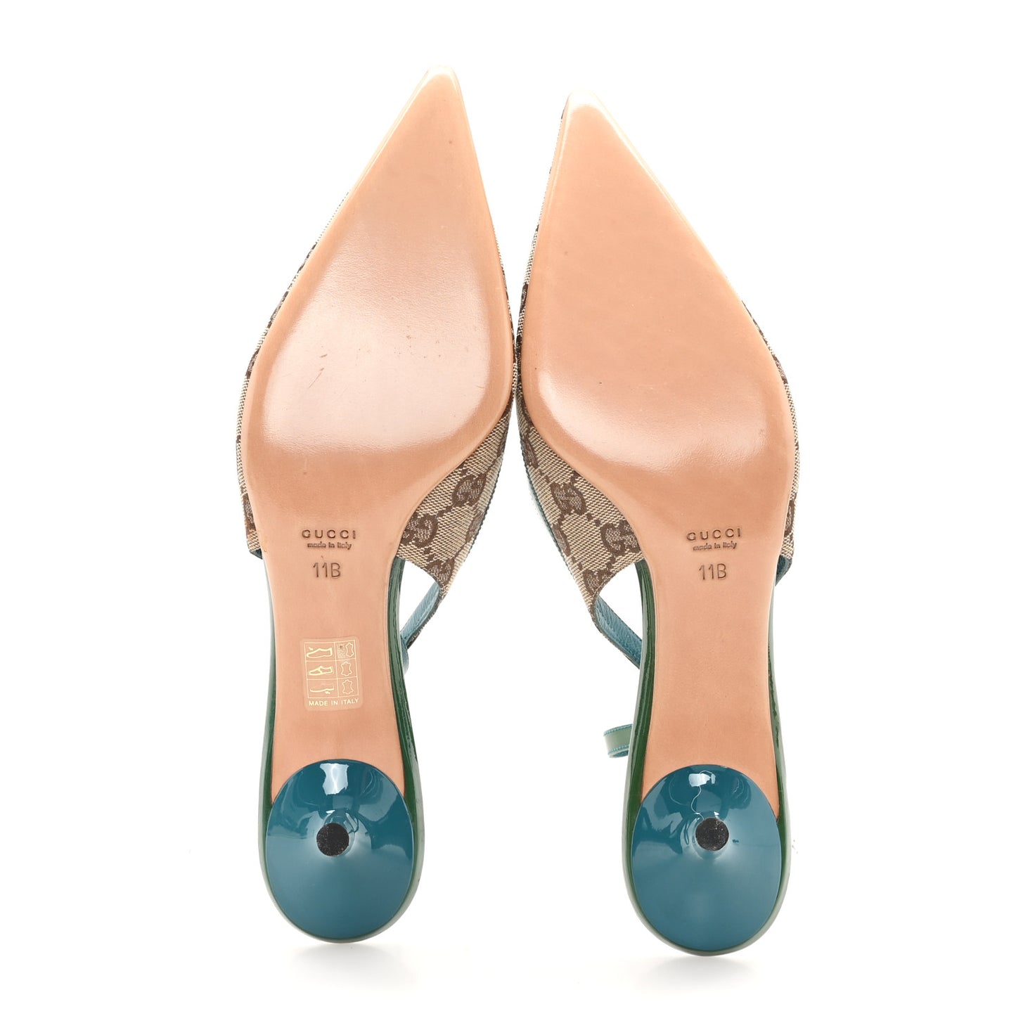 GG Monogram Patent 75mm Slingback Pumps 11 Beige Green