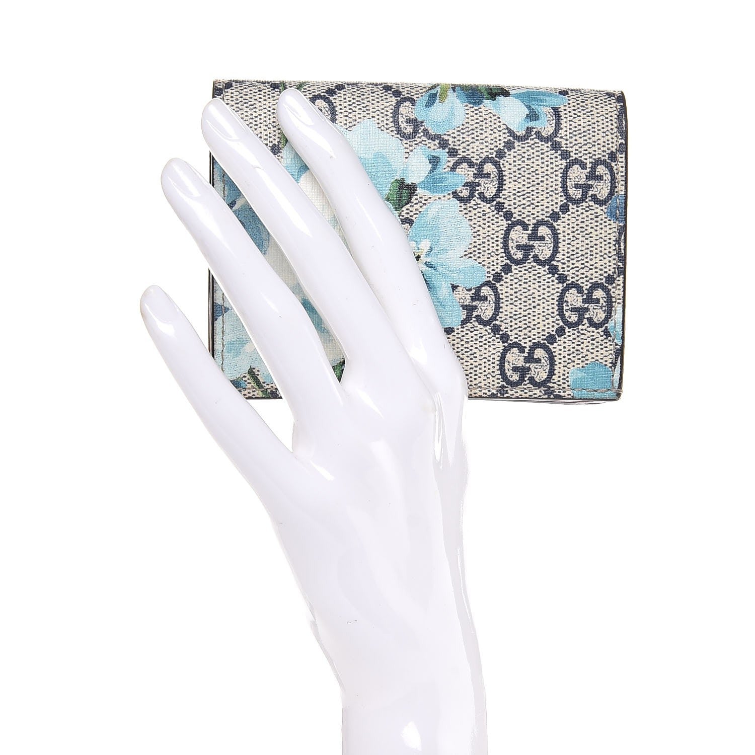 Gucci GG Supreme Monogram Blooms Card Case Beige Blue Navy Hibiscus Red 2 of 8