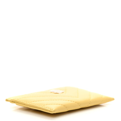 Chanel Lambskin Chevron Quilted Card Holder Yellow 4 of 8