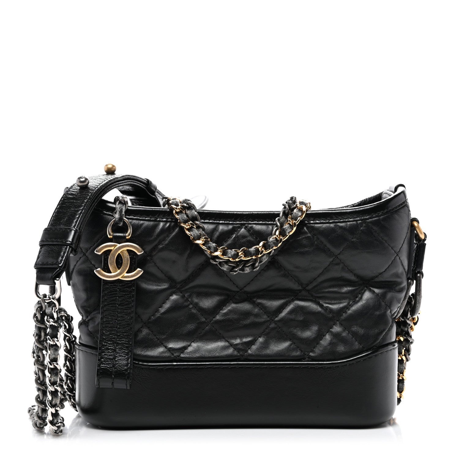 Chanel Aged Calfskin Quilted Small Gabrielle Hobo Black 1 of 12