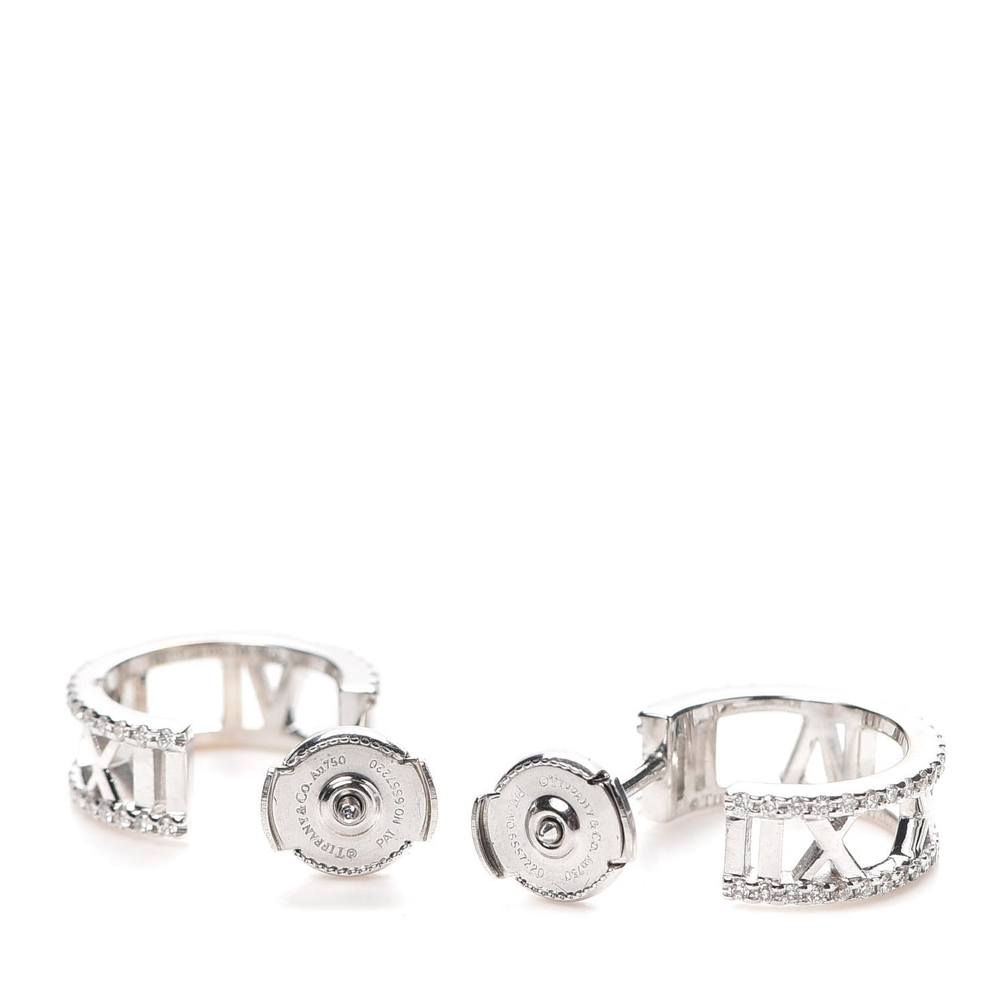 18K White Gold Diamond Atlas Open Hoop Earrings