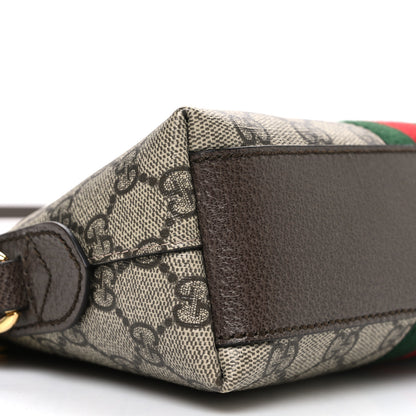 Gucci GG Supreme Monogram Textured Dollar Calfskin Web Small Ophidia Dome Shoulder Bag Beige Ebony New Acero 9 of 11