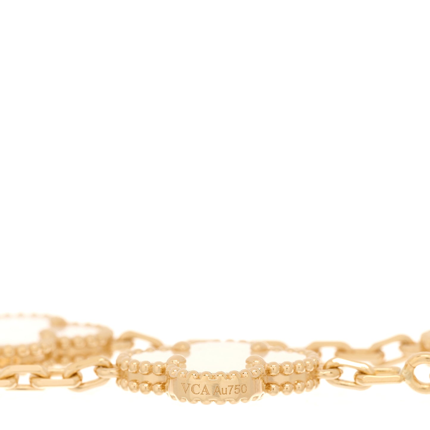 18K Yellow Gold Mother of Pearl 5 Motifs Vintage Alhambra Bracelet
