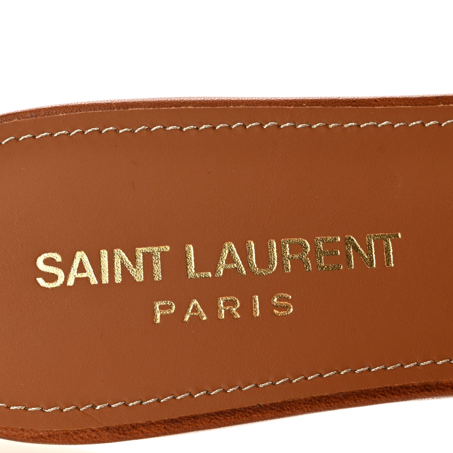 Saint Laurent Calfskin Tribute 05 Slide Sandals 36.5 Amber 8 of 10